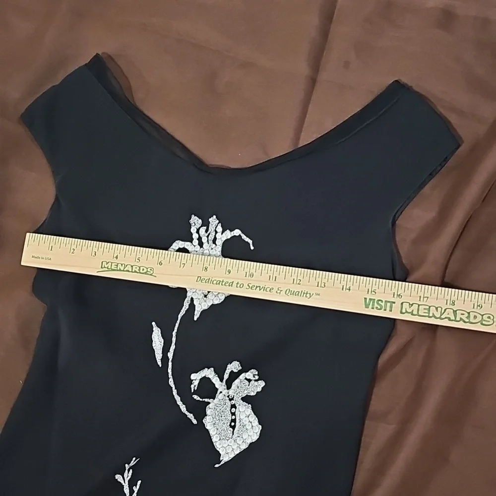 Maria Grazia Severi Lined Summer Maxi Dress Sequin Floral Sleeveless Size EU 44 - Picture 6 of 11